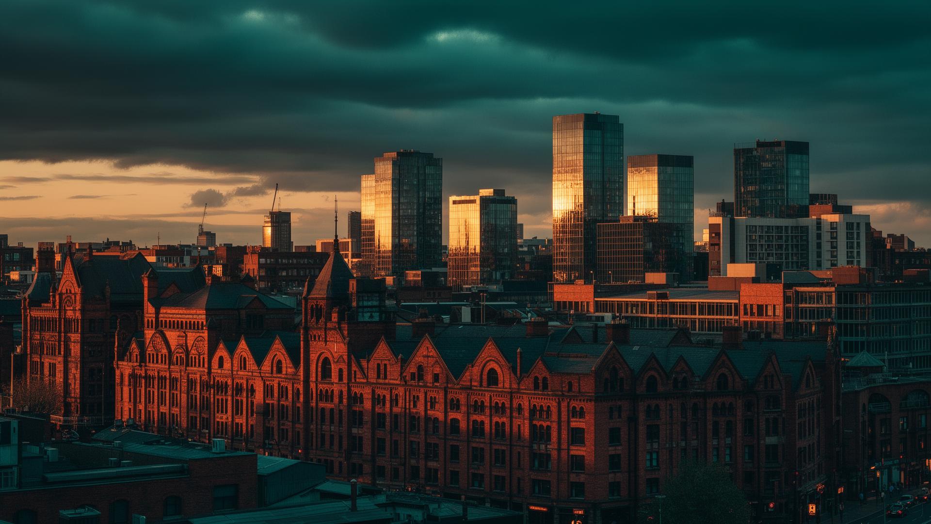 Manchester skyline at dusk